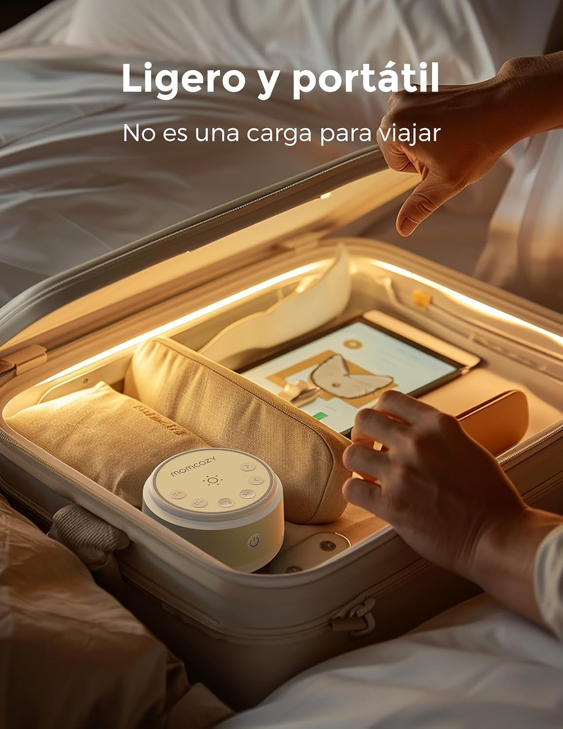 Momcozy Ruido Blanco Bebe Con 20 Sonidos Relajantes Y Luz Nocturna Táctil | Momcozy Maquina Ruido Blanco Bebe Portátil Con Temporizador De Sueño, Función De Memoria, Ideal Para Viajes Y Lactancia