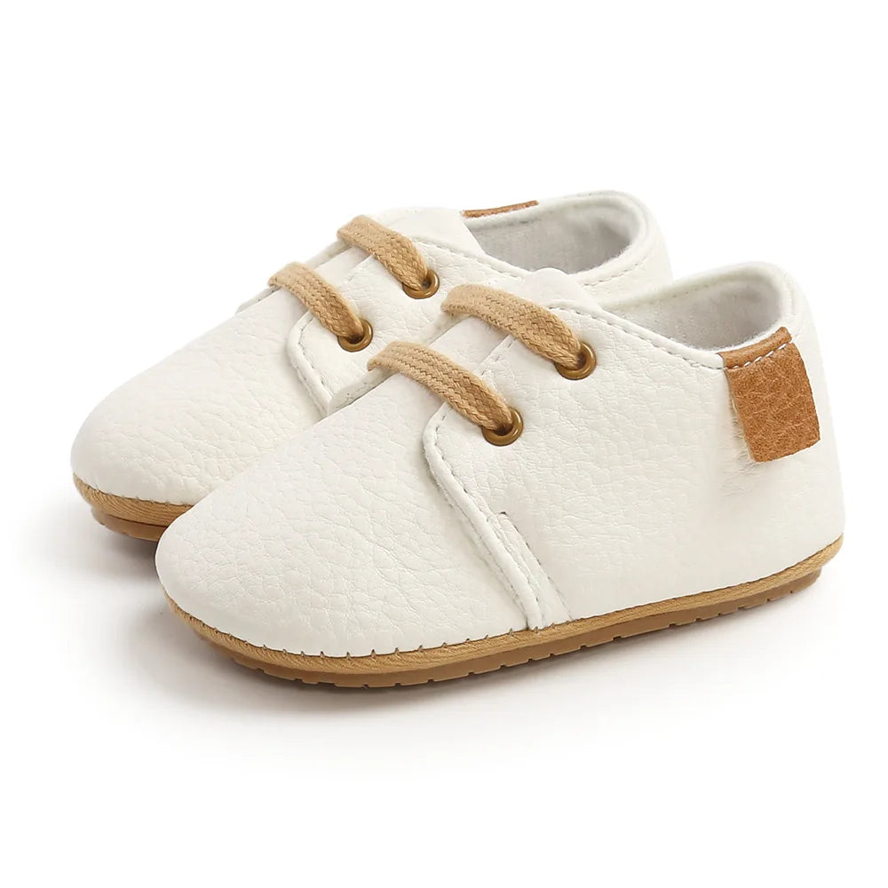 New Baby Shoes Retro Leather Boy Girl Shoes Multicolor Toddler Rubber Sole Anti-Slip First Walkers Infant Newborn Moccasins